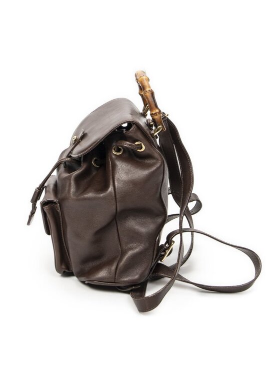 Gucci Mini Bamboo Backpack Dark Brown Calfskin Leather main image 10